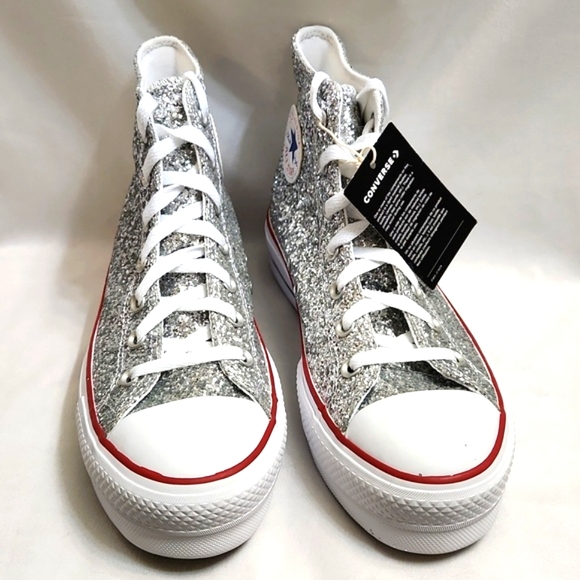 Converse CTAS Lift Platform Glitter Hightop Sneakers (w size 9.5) - Picture 2 of 15